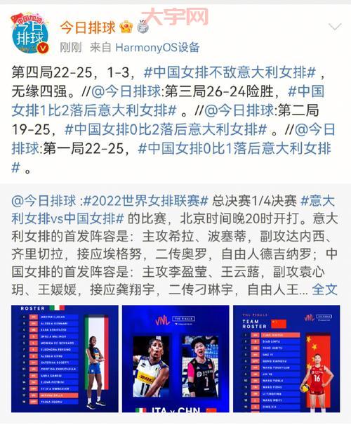 中国女排对意大利谁赢了?比赛结果新鲜出炉!