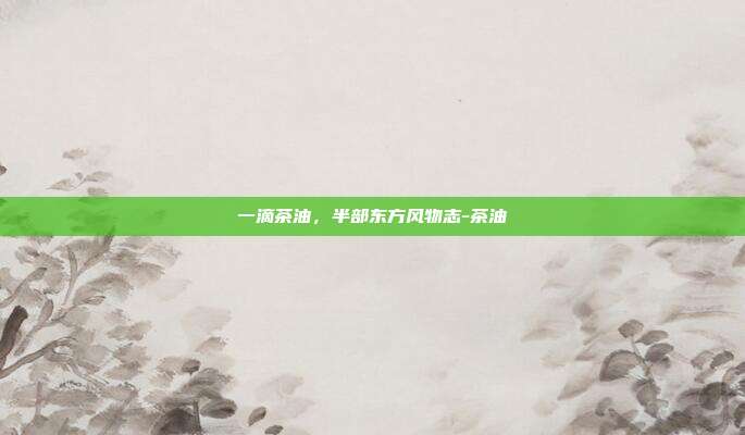 一滴茶油，半部东方风物志-茶油