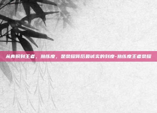从青铜到王者,熟练度,是荣耀背后最诚实的刻度-熟练度王者荣耀