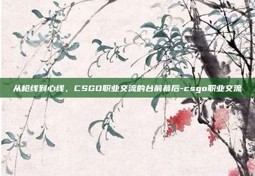 从枪线到心线，CSGO职业交流的台前幕后-csgo职业交流