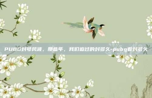 PUBG封号风波，那些年，我们追过的封多久-pubg看封多久