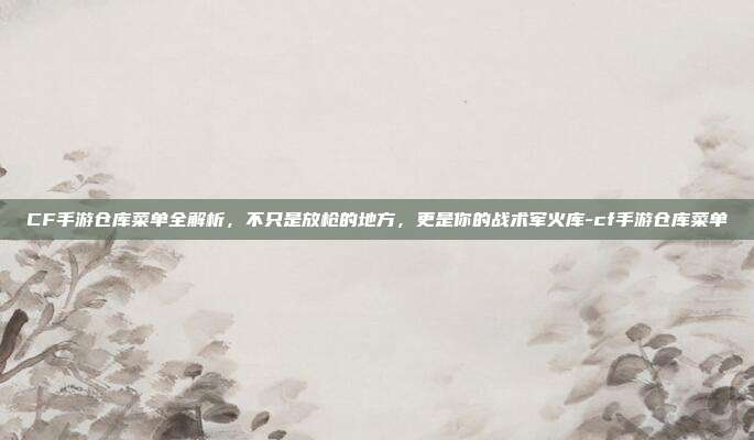 CF手游仓库菜单全解析,不只是放枪的地方,更是你的战术军火库-cf手游仓库菜单