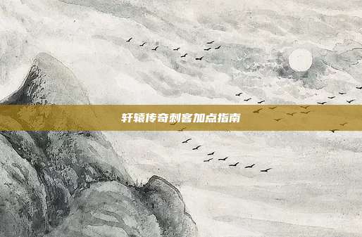 轩辕传奇刺客加点指南