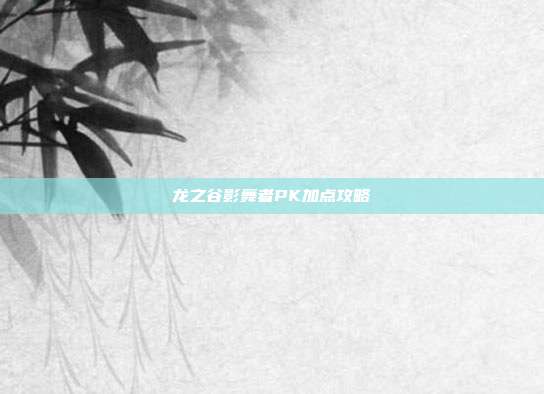 龙之谷影舞者PK加点攻略