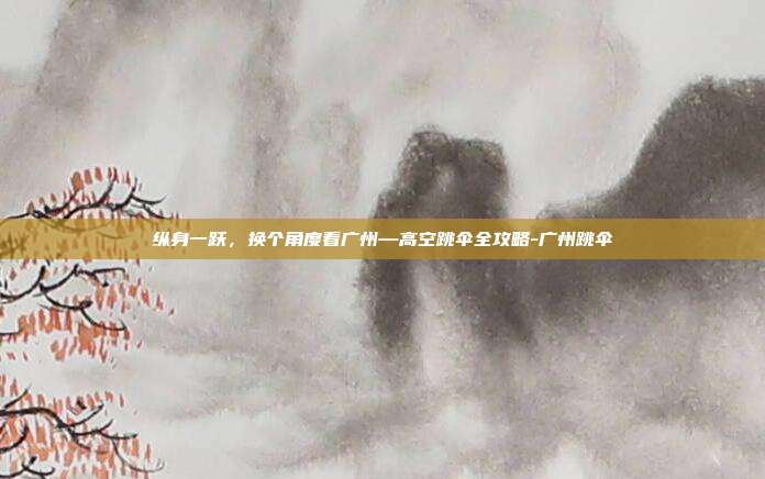 纵身一跃,换个角度看广州—高空跳伞全攻略-广州跳伞