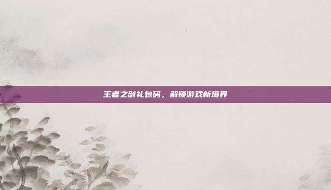 王者之剑礼包码,解锁游戏新境界