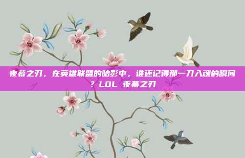 夜幕之刃，在英雄联盟的暗影中，谁还记得那一刀入魂的瞬间？LOL 夜幕之刃
