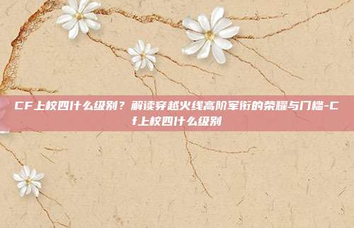 CF上校四什么级别？解读穿越火线高阶军衔的荣耀与门槛-Cf上校四什么级别
