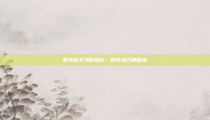 御龙在天马匹炼化,提升战力的秘诀