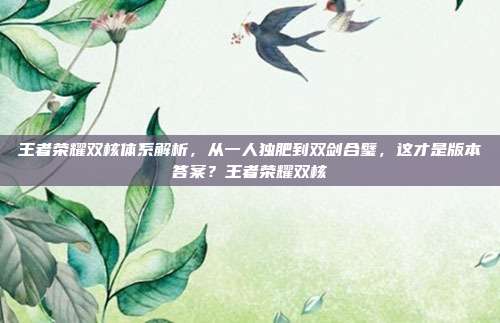 王者荣耀双核体系解析，从一人独肥到双剑合璧，这才是版本答案？王者荣耀双核