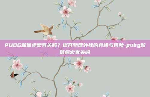 PUBG和鼠标宏有关吗？揭开物理外挂的真相与风险-pubg和鼠标宏有关吗