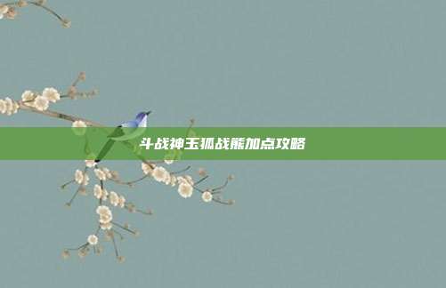 斗战神玉狐战熊加点攻略