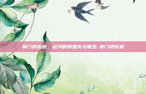 吴门桥街道，运河畔的烟火与新生-吴门桥街道