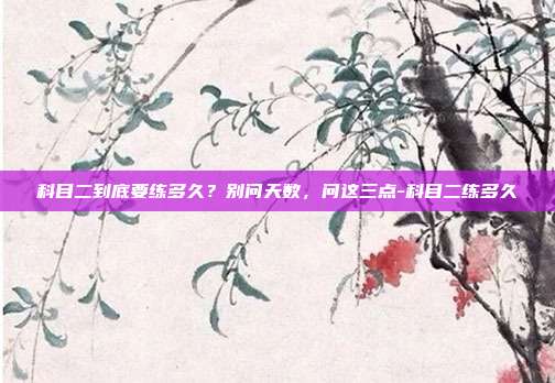 科目二到底要练多久？别问天数，问这三点-科目二练多久