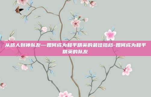 从路人到神队友—如何成为和平精英的最佳搭档-如何成为和平精英的队友