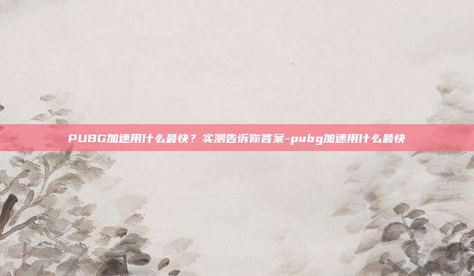 PUBG加速用什么最快？实测告诉你答案-pubg加速用什么最快