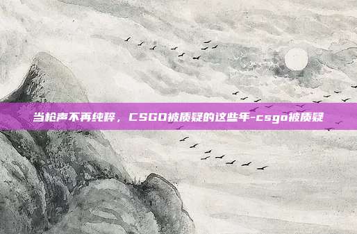 当枪声不再纯粹,CSGO被质疑的这些年-csgo被质疑