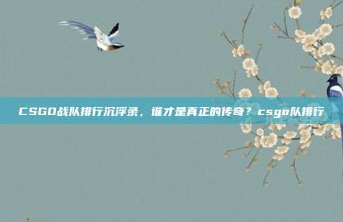 CSGO战队排行沉浮录，谁才是真正的传奇？csgo队排行