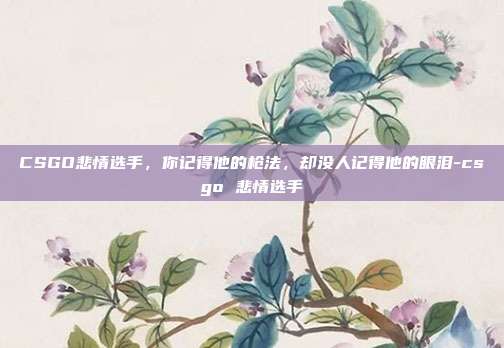 CSGO悲情选手，你记得他的枪法，却没人记得他的眼泪-csgo 悲情选手