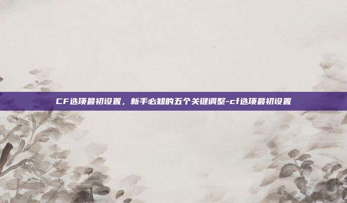 CF选项最初设置，新手必知的五个关键调整-cf选项最初设置