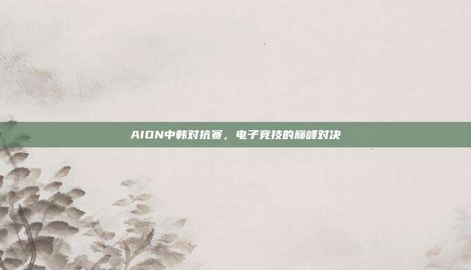 AION中韩对抗赛,电子竞技的巅峰对决