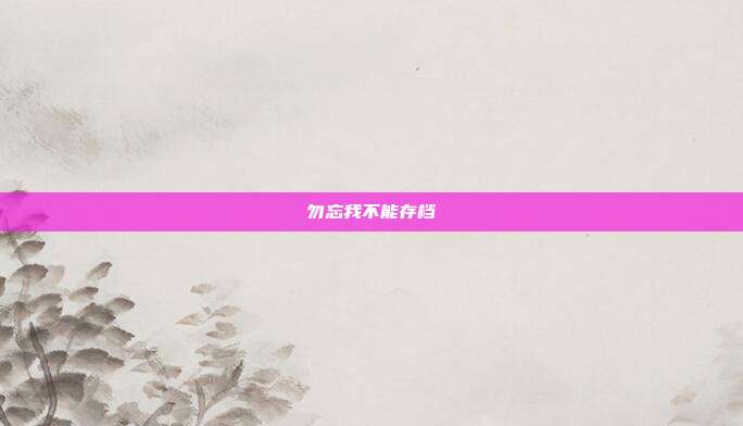 勿忘我不能存档
