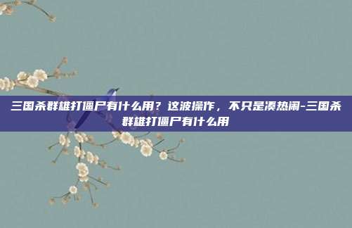 三国杀群雄打僵尸有什么用？这波操作，不只是凑热闹-三国杀群雄打僵尸有什么用