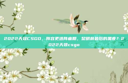 2022天禄CSGO，阵容更迭阵痛期，黎明前最后的黑夜？2022天禄csgo
