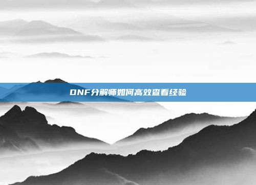 DNF分解师如何高效查看经验