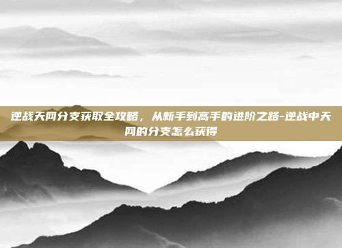 逆战天网分支获取全攻略，从新手到高手的进阶之路-逆战中天网的分支怎么获得