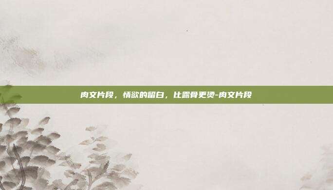 肉文片段,情欲的留白,比露骨更烫-肉文片段