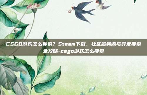 CSGO游戏怎么搜索？Steam下载、社区服务器与好友搜索全攻略-csgo游戏怎么搜索