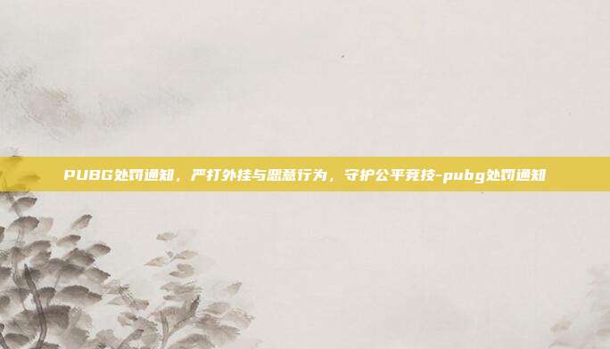 PUBG处罚通知，严打外挂与恶意行为，守护公平竞技-pubg处罚通知
