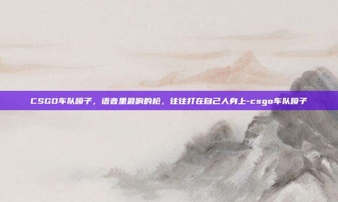 CSGO车队喷子，语音里最响的枪，往往打在自己人身上-csgo车队喷子
