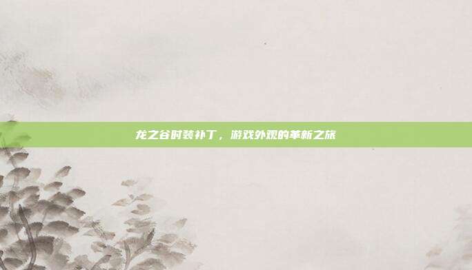 龙之谷时装补丁，游戏外观的革新之旅