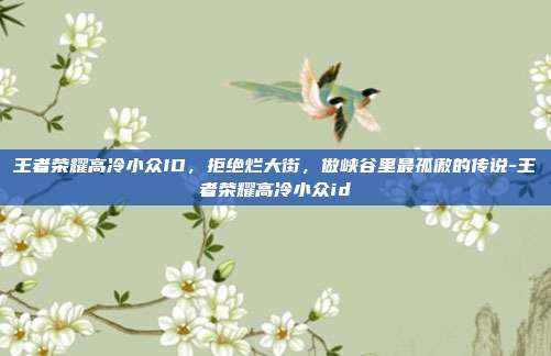 王者荣耀高冷小众ID,拒绝烂大街,做峡谷里最孤傲的传说-王者荣耀高冷小众id