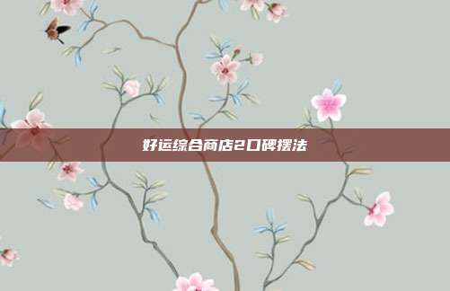 好运综合商店2口碑摆法