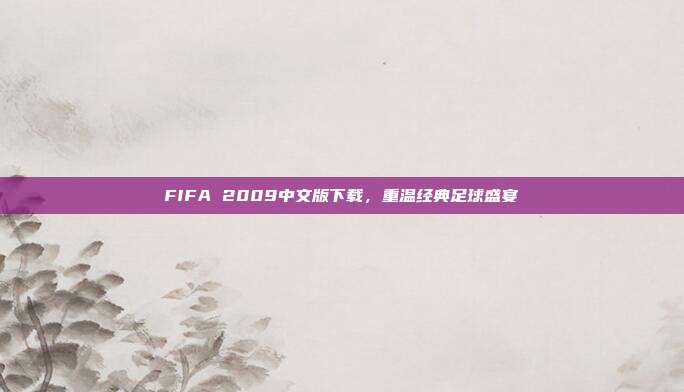 FIFA 2009中文版下载,重温经典足球盛宴