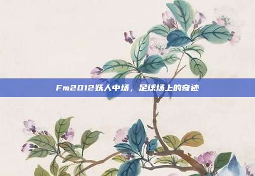 Fm2012妖人中场,足球场上的奇迹