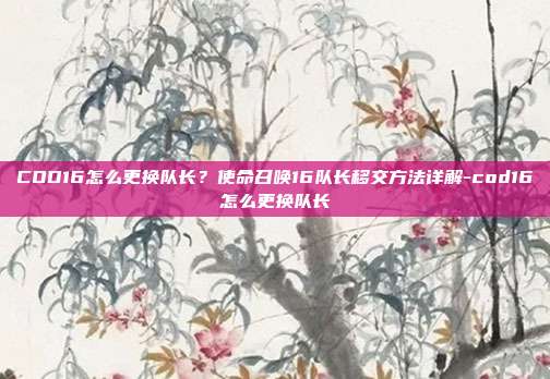 COD16怎么更换队长?使命召唤16队长移交方法详解-cod16怎么更换队长