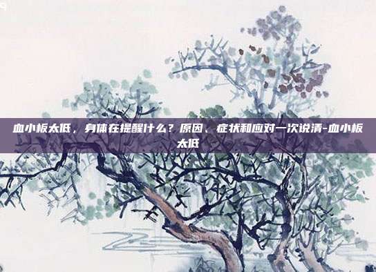 血小板太低,身体在提醒什么?原因、症状和应对一次说清-血小板太低