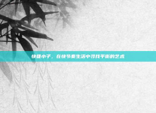 快捷小子,在快节奏生活中寻找平衡的艺术