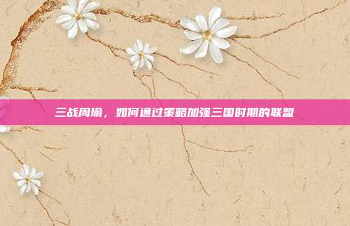 三战周瑜，如何通过策略加强三国时期的联盟
