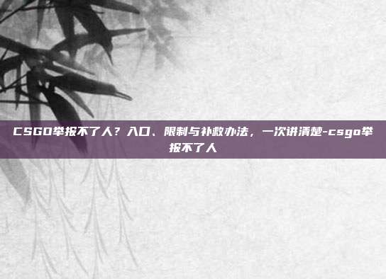 CSGO举报不了人?入口、限制与补救办法,一次讲清楚-csgo举报不了人