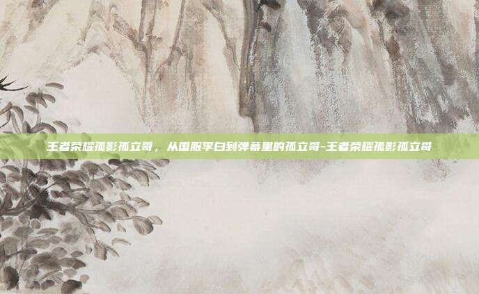 王者荣耀孤影孤立哥，从国服李白到弹幕里的孤立哥-王者荣耀孤影孤立哥