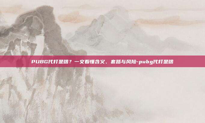 PUBG代打是啥?一文看懂含义、套路与风险-pubg代打是啥