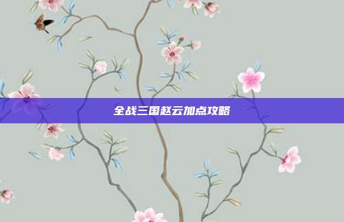 全战三国赵云加点攻略