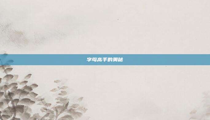 字母高手的奥秘