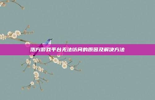 浩方游戏平台无法访问的原因及解决方法