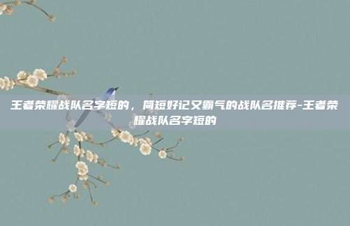 王者荣耀战队名字短的,简短好记又霸气的战队名推荐-王者荣耀战队名字短的